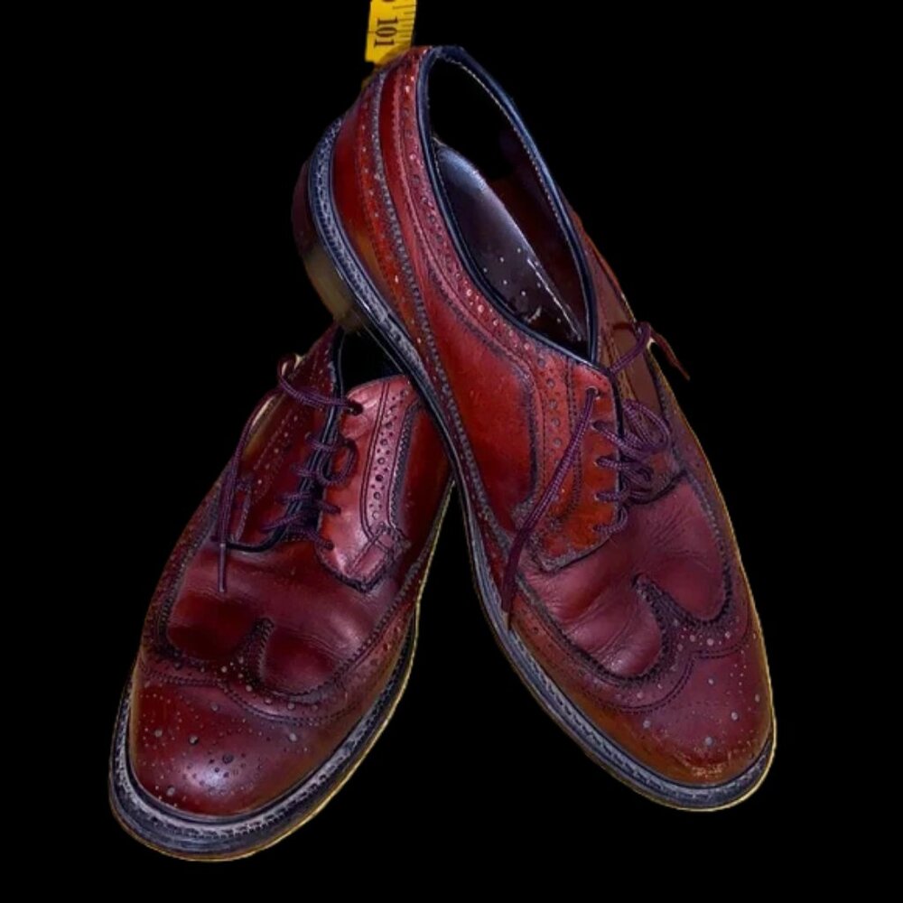 Leather wingtip shoes real leather vintage unisex